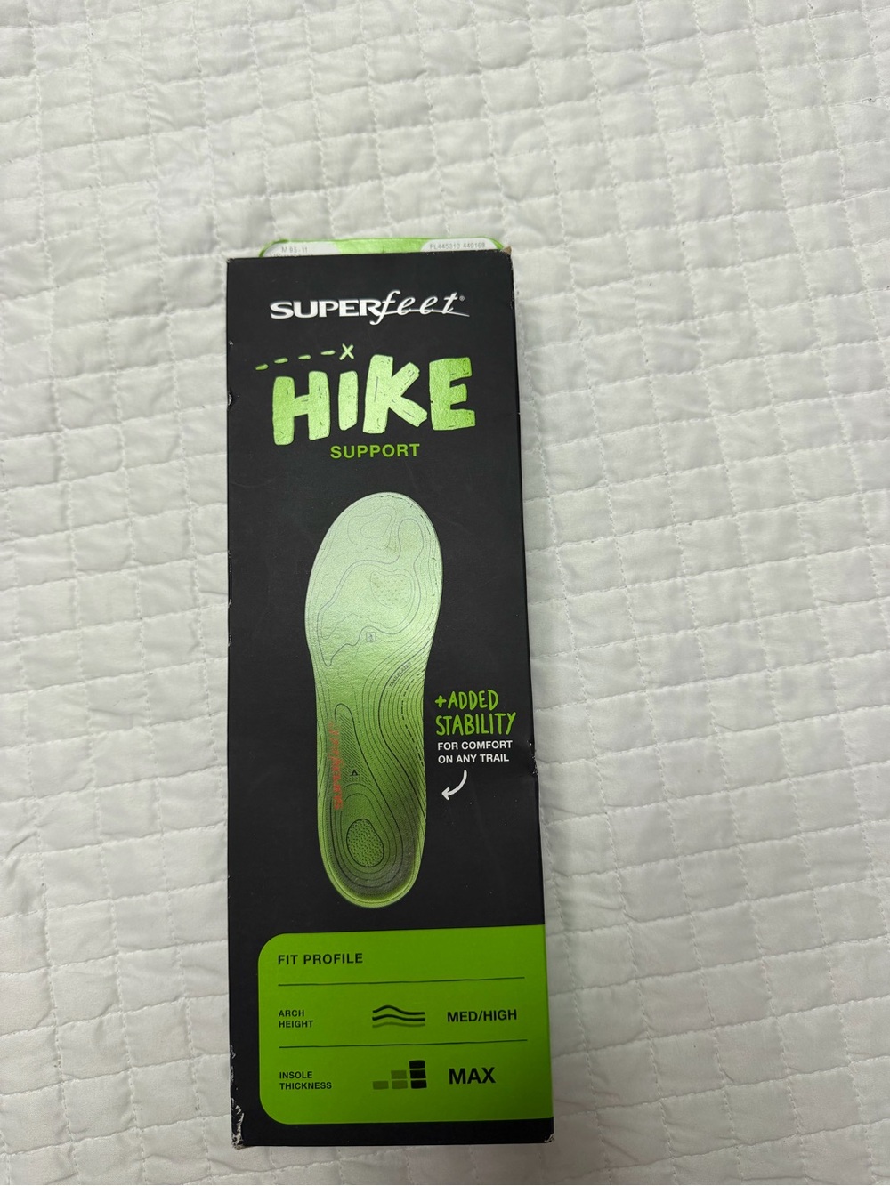 Superfeet Hike Support Insoles Size E New in Box Men 9.5-11